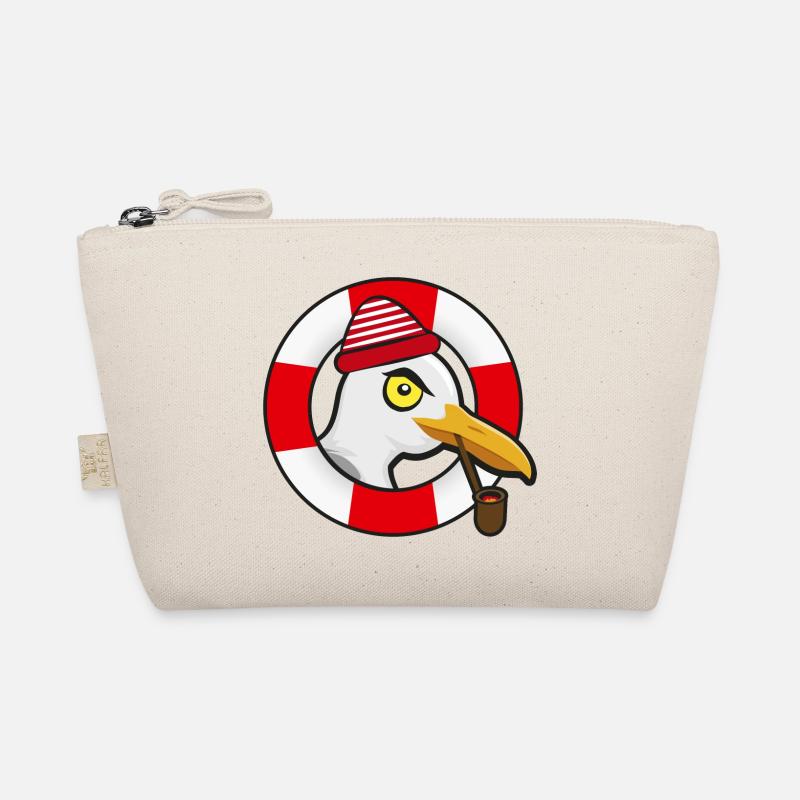 Cool seagull with hat pipe and lifebuoy Organic Pouch