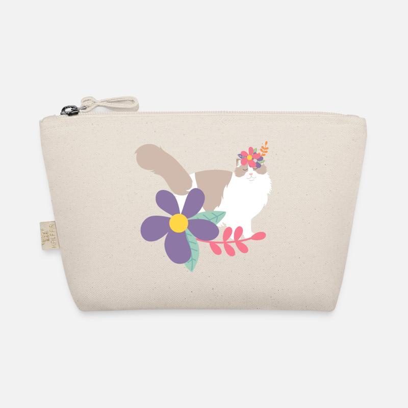 Ragdoll Cat and Flower Crown - Organic Pouch - nature