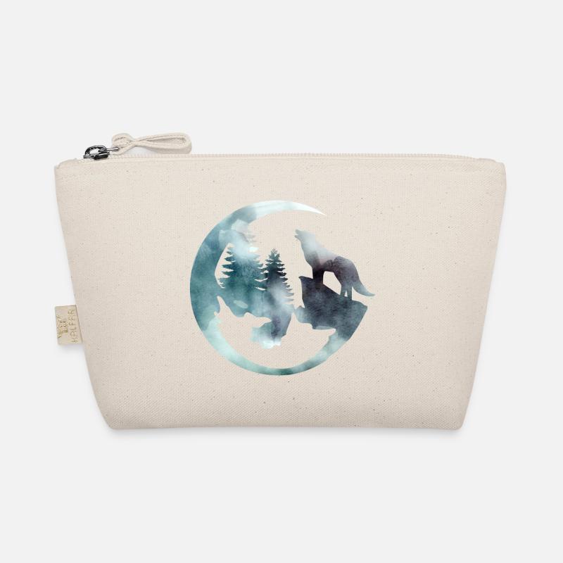 Aquarell Heulender Wolf - Bio-Täschchen - Natur