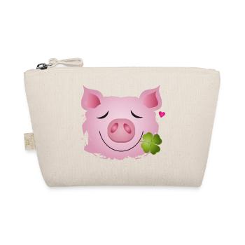Lucky pig avec trèfle à quatre feuilles dans sa bouche - Trousse biologique - nature - Devant