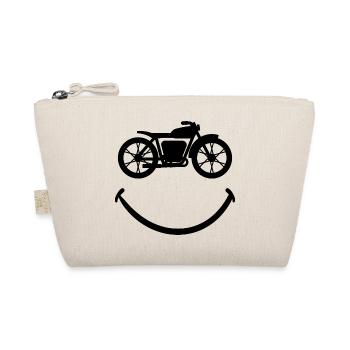 Biker With A Smile For Motorcycle Enthusiast - Organic Pouch - nature - Front