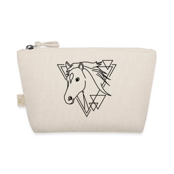 Horse in Geometric Shape - Line Art Design - Organic Pouch - nature - Front
