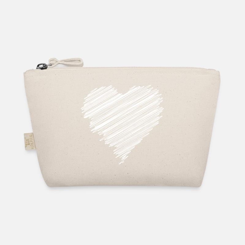 White scribble love heart Organic Pouch