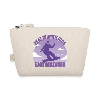Snowboard Snowboarder Girl Ski Holiday Gift - Organic Pouch - nature - Front