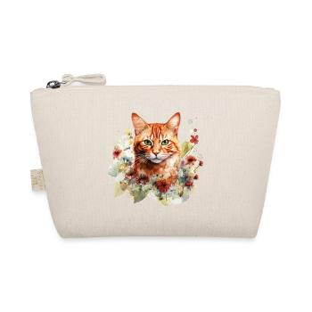 Rote Katze Tigerkatze Blumen Aquarell Kunst Bunt - Bio-Täschchen - Natur - Vorne