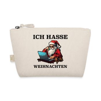 Weihnachts-Hass Santa am Laptop - Bio-Täschchen - Natur - Vorne