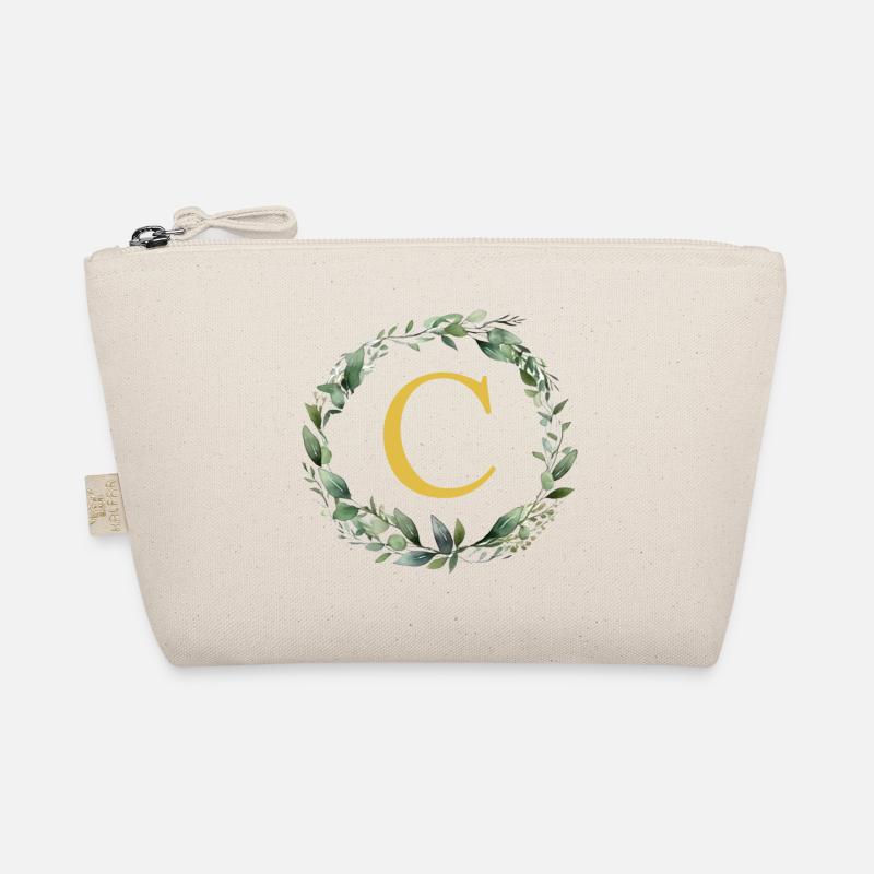 C Monogram, Eucalyptus Wreath Organic Pouch