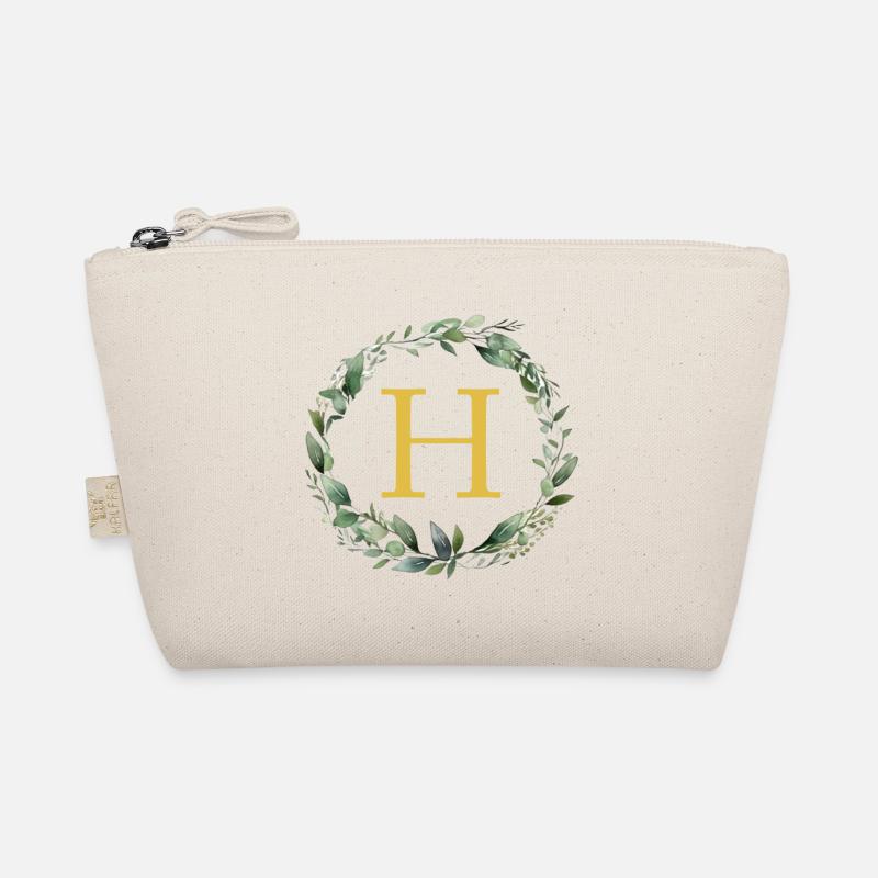 H Monogram, Eucalyptus Wreath Organic Pouch