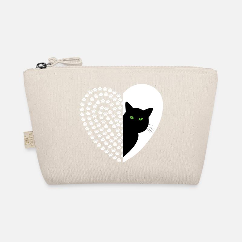 Black cat with floral pattern Organic Pouch