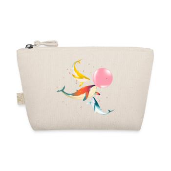 three colorful shimmering whales with bubblegum - Organic Pouch - nature - Front