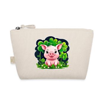 Cute lucky pig with shamrocks - Organic Pouch - nature - Front