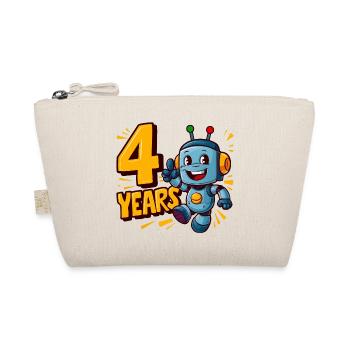 Four Years Cute Little Robot Children's Birthday Party. - Organic Pouch - nature - Front