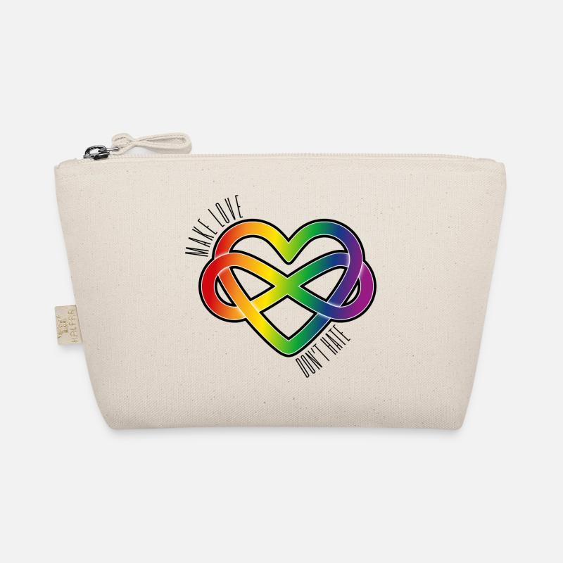 Polyamory Heart: Make Love & Don't Hate (black) Bio-Täschchen