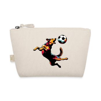 Dog plays with a soccer ball - Organic Pouch - nature - Front