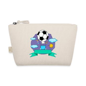 Football Hot Air Balloon Name Tag Purple - Organic Pouch - nature - Front