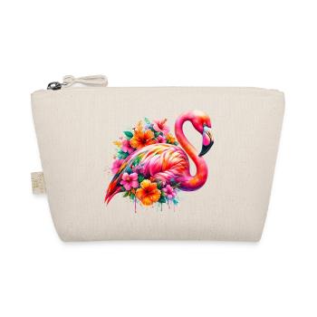 Flamant rose décoré de fleurs d’hibiscus - Trousse biologique - nature - Devant