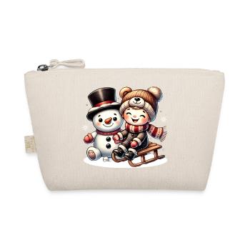 Snowman and laughing child – pure winter joy - Organic Pouch - nature - Front