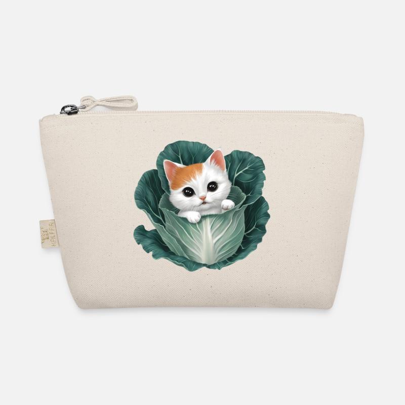 Kitten Peeking from Cabbage Leaf Organic Pouch