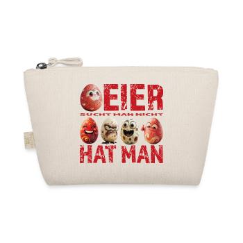 Eier sucht man nicht – Eier hat man – Red Edition - Bio-Täschchen - Natur - Vorne