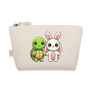 Cute Turtle And Bunny Friends Holding Hands - Bio-Täschchen - Natur - Vorne
