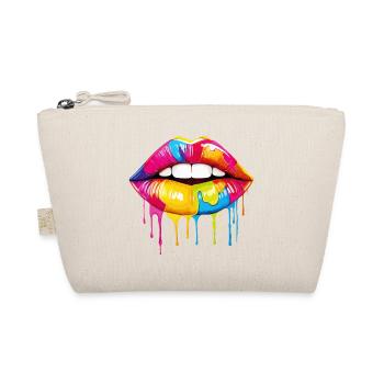 Lippen Bunt Lippenstift Kussmund Pop Art Kunst - Bio-Täschchen - Natur - Vorne