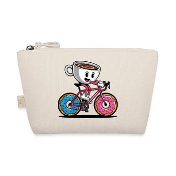 Becher mit einem Lächeln auf einem Donut-Fahrrad - Bio-Täschchen - Natur - Vorne