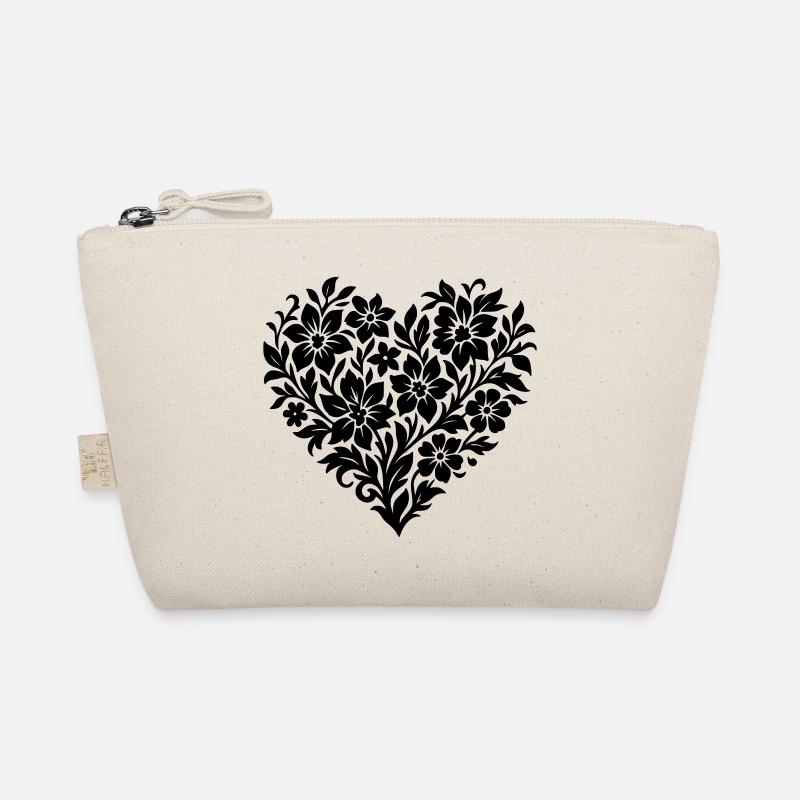Abstract Flower Heart, Floral Vine Color Variable Organic Pouch