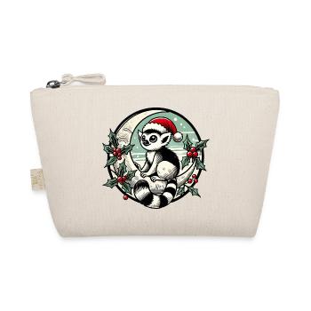 Festlicher Waschbär Weihnachtsmann Weihnachten - Bio-Täschchen - Natur - Vorne