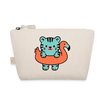 Niedlicher Tiger auf orangefarbener Flamingo-Boje - Bio-Täschchen - Natur - Vorne