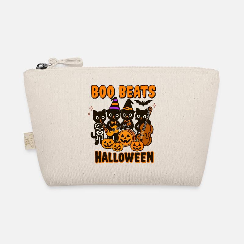 Halloween Katzenband mit Kürbissen Bio-Täschchen