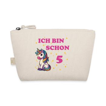 Children's Birthday 5, Dancing Funny Unicorn - Organic Pouch - nature - Front