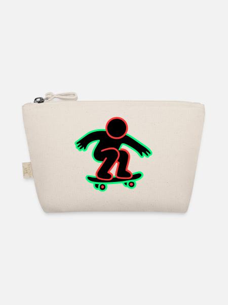 Neon Skateboarder Line Art - Organic Pouch - nature - Front