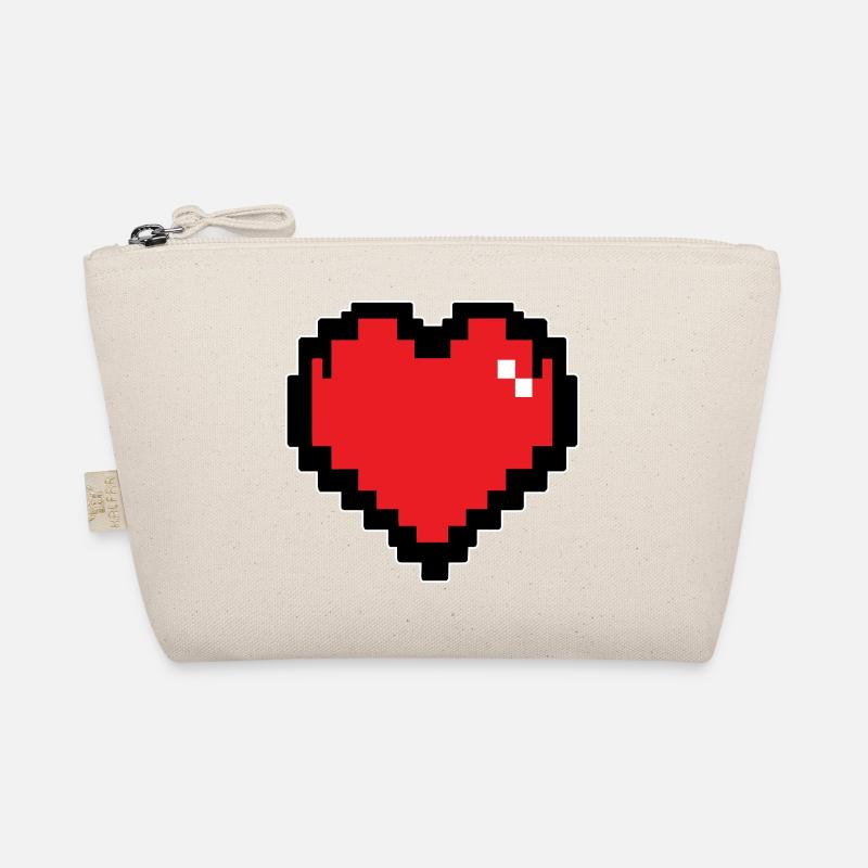 Retro Rotes Pixelherz Bio-Täschchen