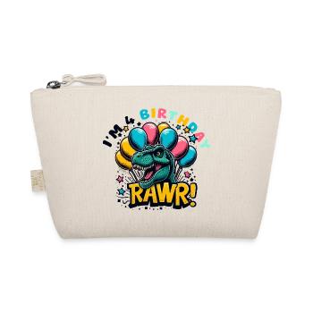 Birthday T rex Colorful Balloons Rawr - Organic Pouch - nature - Front