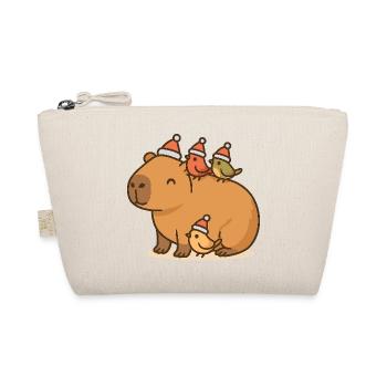 ✨ Capybara with Christmas Birds – Sweet & Peaceful - Organic Pouch - nature - Front