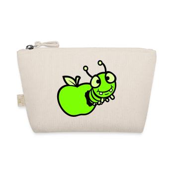 Caterpillar peeps apple hole comic funny cute cute - Organic Pouch - nature - Front