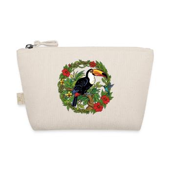 Tropical Toukan in the Flower Circle - Organic Pouch - nature - Front