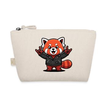 Roter Panda in Lederjacke - Bio-Täschchen - Natur - Vorne