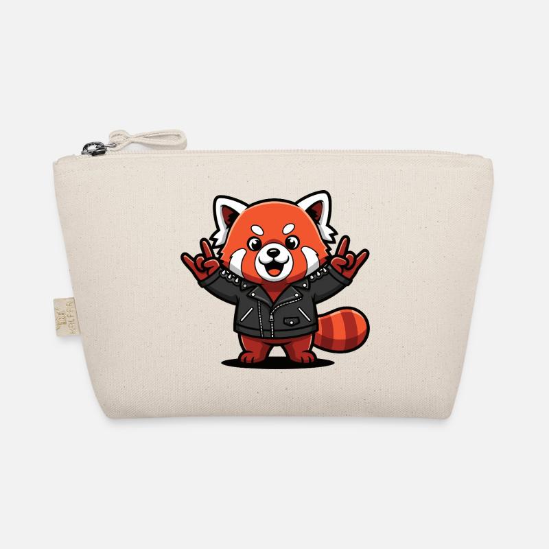 Roter Panda in Lederjacke Bio-Täschchen