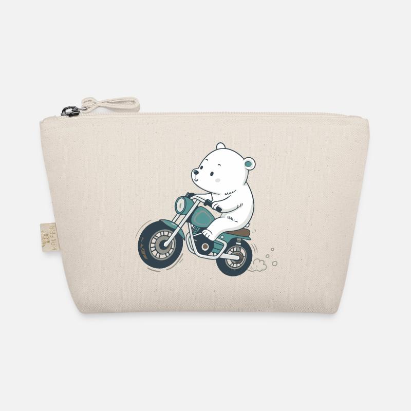 Vintage Motorcycle Teddy Bear Organic Pouch
