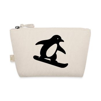 Minimalistischer Pinguin Snowboard Winterurlaub - Bio-Täschchen - Natur - Vorne