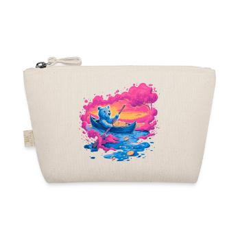 Ours néon dans un canoë rose au coucher de soleil - Trousse biologique - nature - Devant