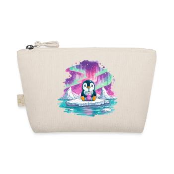 Pinguin auf Eis mit pinkem Drink - Bio-Täschchen - Natur - Vorne