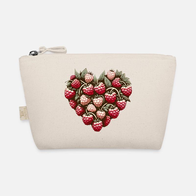 Raspberry Heart Pattern Organic Pouch