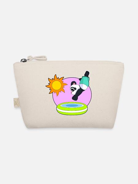 Panda Schwimmen Pool Sommer - Bio-Täschchen - Natur