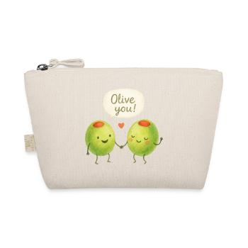 Olive You! Olive Love Paar Valentinstag Liebe  - Bio-Täschchen - Natur - Vorne
