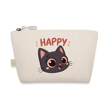 Happy Black Cat Cartoon - Organic Pouch - nature - Front