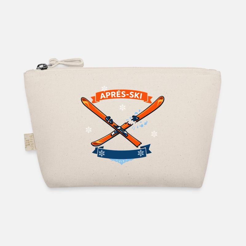 Comic ski crossed with cheerful banner Organic Pouch