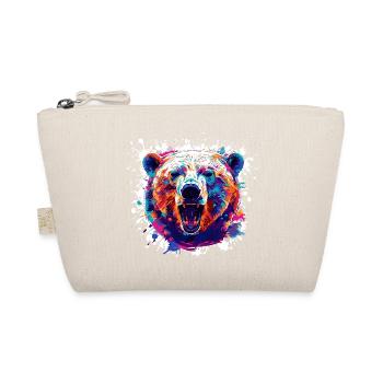 Bunter Bärenkopf PopArt - Bio-Täschchen - Natur - Vorne
