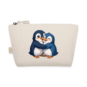 Kuschelige Pinguin-Umarmung - Bio-Täschchen - Natur - Vorne